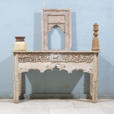 Indian Hand Carved Solid Wood Console Table 136X40X80 Cm Bleach